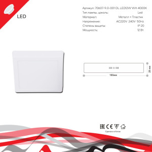 Светодиодная панель  70607-9.5-001OL LED12W WH 4000K